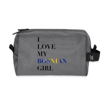 I LOVE MY BOSNIAN GIRL - Recycled Toiletry Zip Bag - anthracite - Front