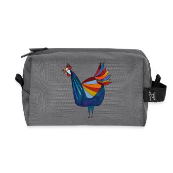 Fans de poulet - Coq - Coq - Poulet fleur - Bio - Trousse de toilette en tissu recyclé - anthracite - Devant