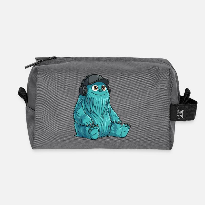 Monster Fluffonster® - DJ Fluffo sits - Recycled Toiletry Zip Bag - anthracite