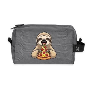 Süßer Faultier Cartoon Pizza Italienisch Essen - Recycelte Kulturtasche - Anthrazit - Vorne