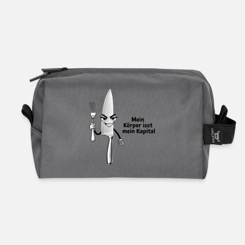 Freches Küchenmesser-Motiv - Recycelte Kulturtasche - Anthrazit