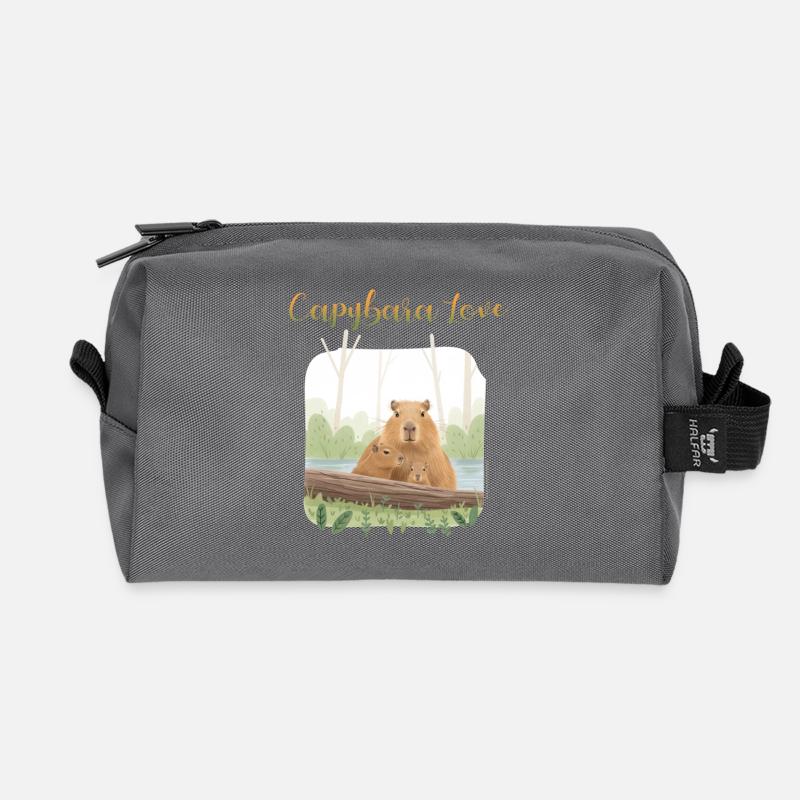 T-Shirt-Design „Capybara Love“ - Recycelte Kulturtasche - Anthrazit