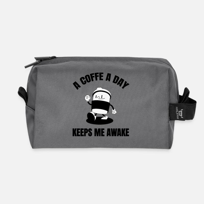 A coffee a day - Recycled Toiletry Zip Bag - anthracite