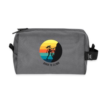 Climbing Girl Born to Climb Rainbow Bouldering - Recycled Toiletry Zip Bag - anthracite - Front