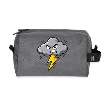 Wütende Wolke Blitz Gewitter Wetter Motiv  - Recycelte Kulturtasche - Anthrazit - Vorne