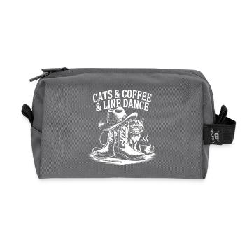 Cats, coffee and line dancing. Line Dance Gift - Recycled Toiletry Zip Bag - anthracite - Front