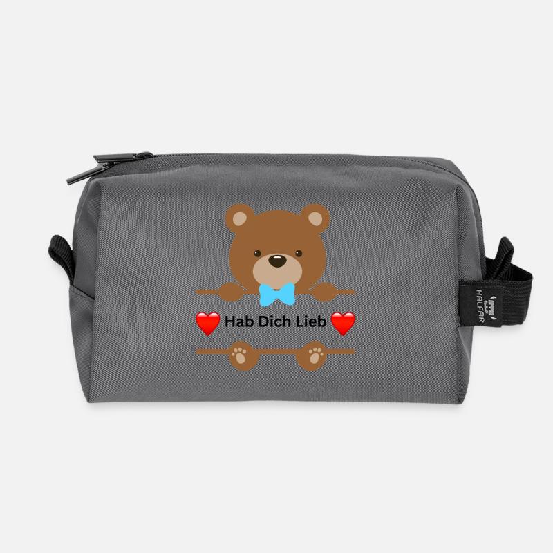 Hab dich Lieb - Recycelte Kulturtasche - Anthrazit