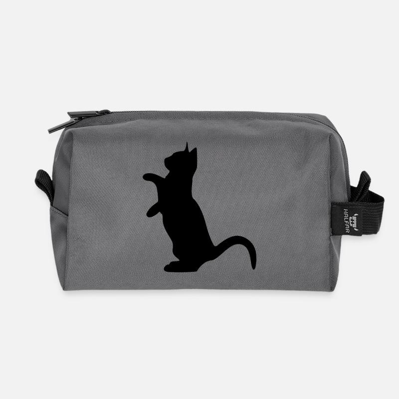 Katzen Silhouette - Recycelte Kulturtasche - Anthrazit