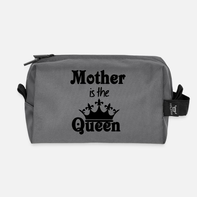 Mother is the Queen Geschenk - Recycelte Kulturtasche - Anthrazit