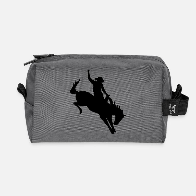 Rodeo Riding on a wild horse - Recycled Toiletry Zip Bag - anthracite