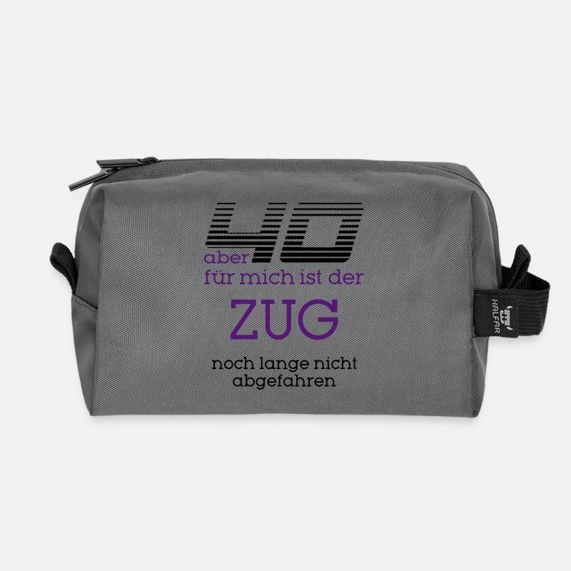 "40. Geburtstag - Zug" by Claudia-Moda - Recycelte Kulturtasche - Anthrazit