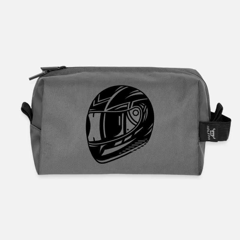 Motorradhelm in Schwarz Weiß - Recycelte Kulturtasche - Anthrazit