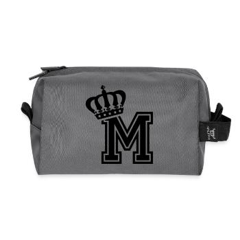 Letter M - Recycled Toiletry Zip Bag - anthracite - Front