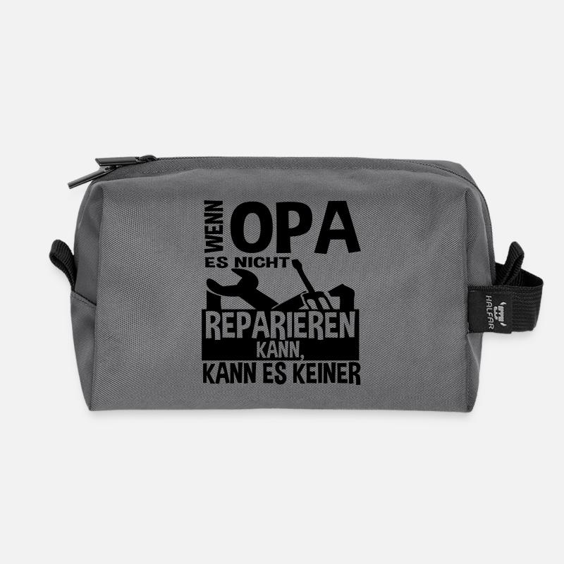 Wenn opa es nicht reparieren kann - Recycelte Kulturtasche - Anthrazit