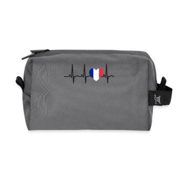 I LOVE ekg heartbeat France france french - Trousse de toilette en tissu recyclé - anthracite - Devant