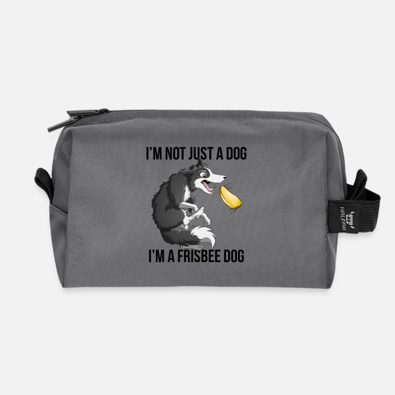 Ich bin ein Frisbee Dog - Border - Recycelte Kulturtasche - Anthrazit