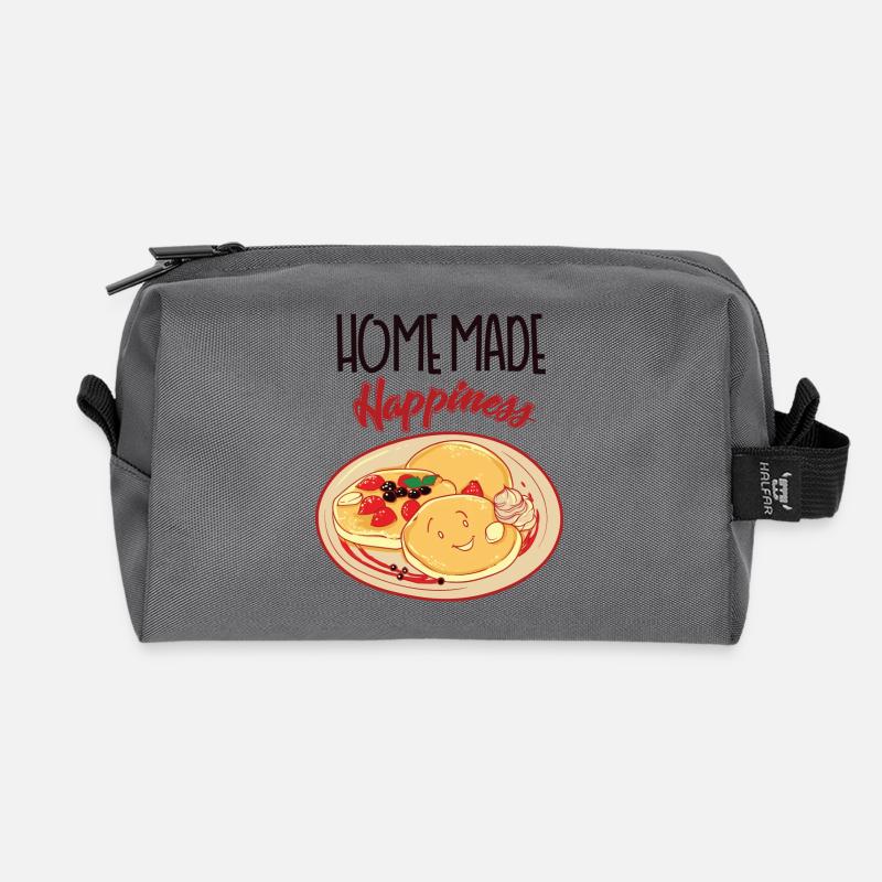 Home made happiness - Recycled Toiletry Zip Bag - anthracite
