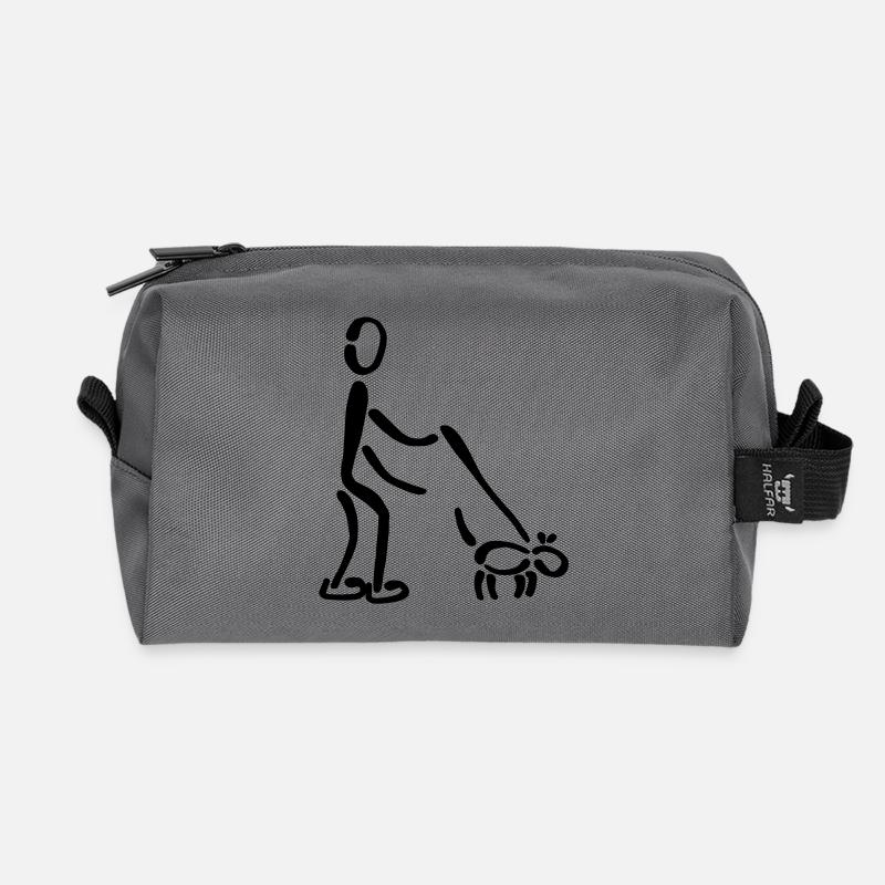 Walkies dog - Recycled Toiletry Zip Bag - anthracite