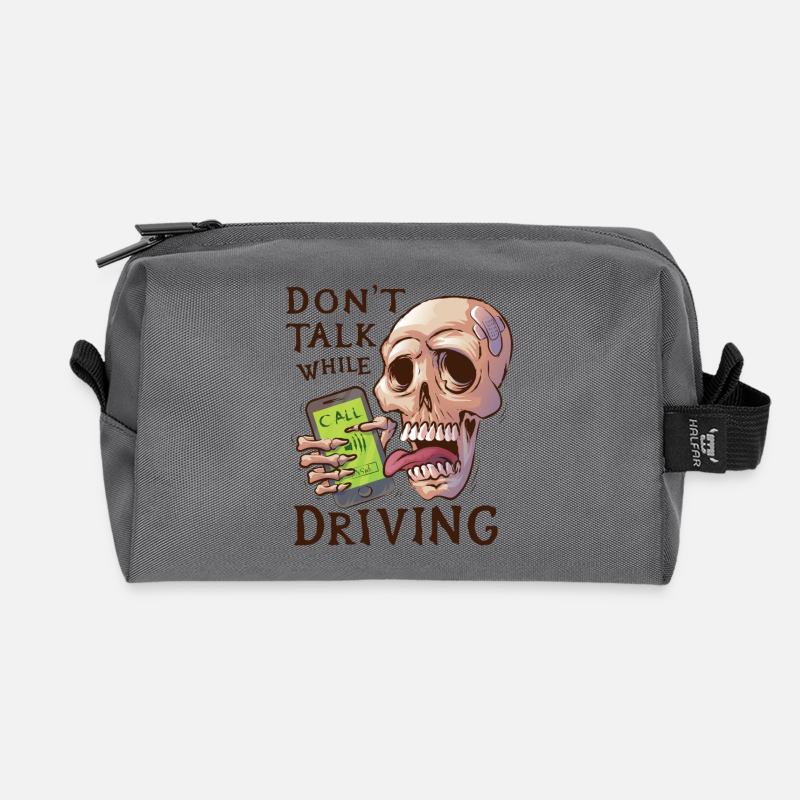 Totenkopf mit klingelndem Handy - Recycelte Kulturtasche - Anthrazit
