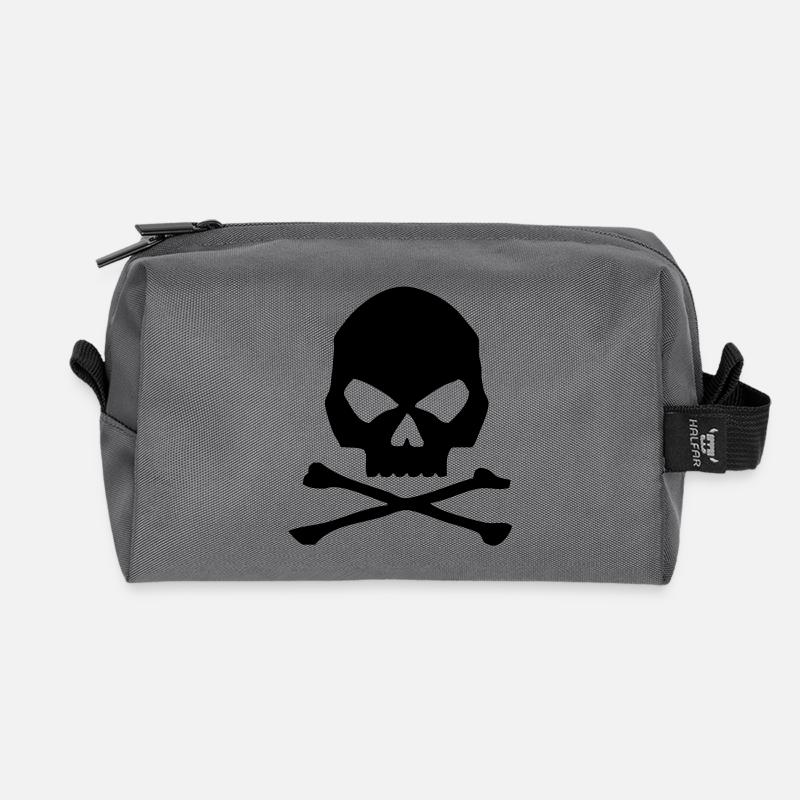 Skull and bones - Recycled Toiletry Zip Bag - anthracite