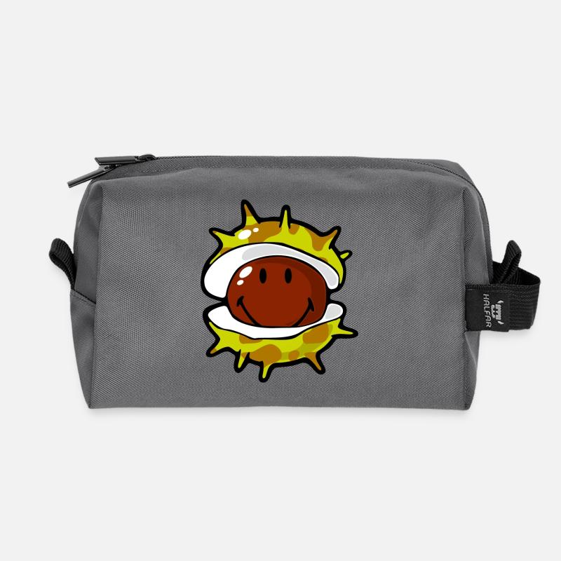 Smiley Conker - Recycled Toiletry Zip Bag - anthracite