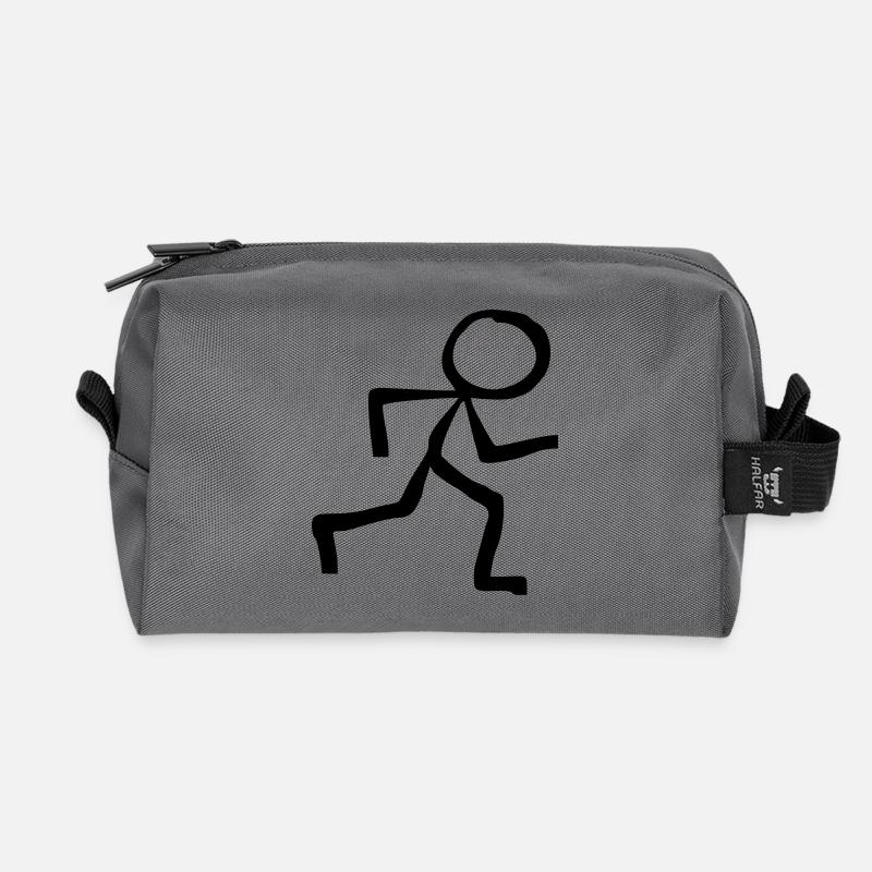 Strichmännchen Läufer läuft - Recycelte Kulturtasche - Anthrazit