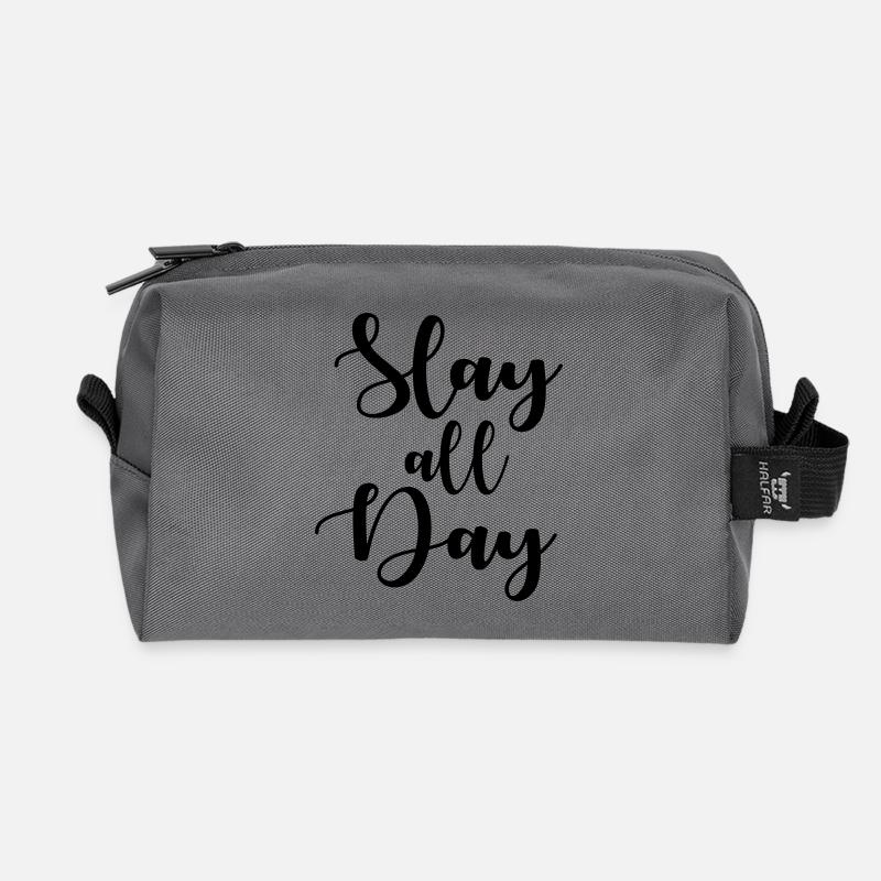 Slay all day - Recycled Toiletry Zip Bag - anthracite