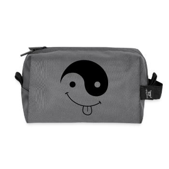 ying_yang_smiley - Recycled Toiletry Zip Bag - anthracite - Front
