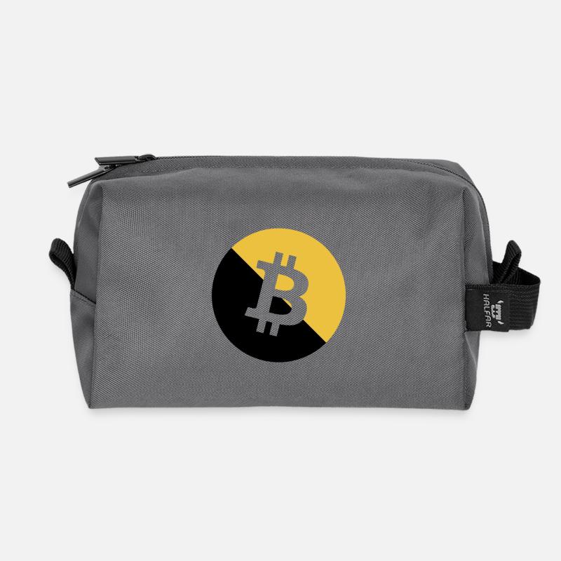 Bitcoin Golden Glitter - Recycelte Kulturtasche - Anthrazit