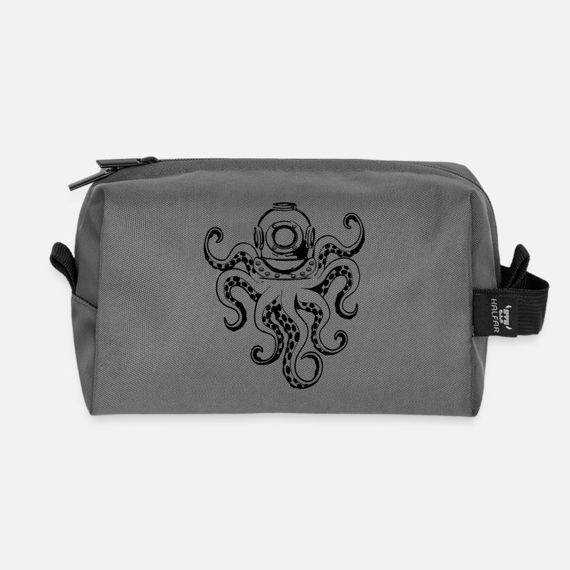 Krake mit Taucherhelm - Recycelte Kulturtasche - Anthrazit