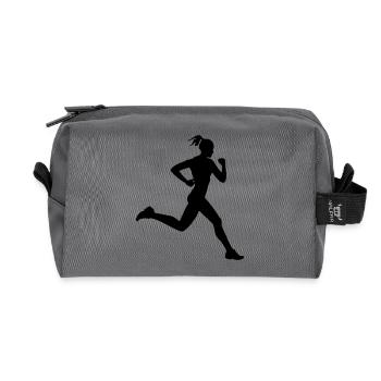 Coureuse ou femme qui court - Trousse de toilette en tissu recyclé - anthracite - Devant