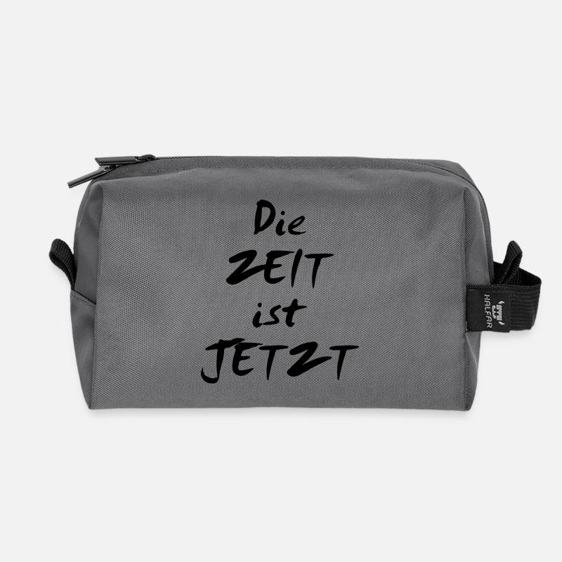 die Zeit ist jetzt - Recycelte Kulturtasche - Anthrazit