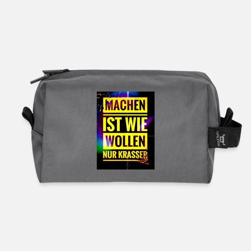 Spruch "Machen Ist wie Wollen nur Krasser" - EW21 - Recycelte Kulturtasche - Anthrazit