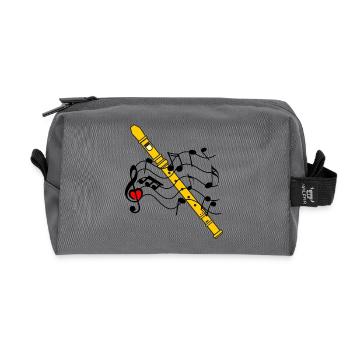 Flûte à bec avec notes de musique - Trousse de toilette en tissu recyclé - anthracite - Devant