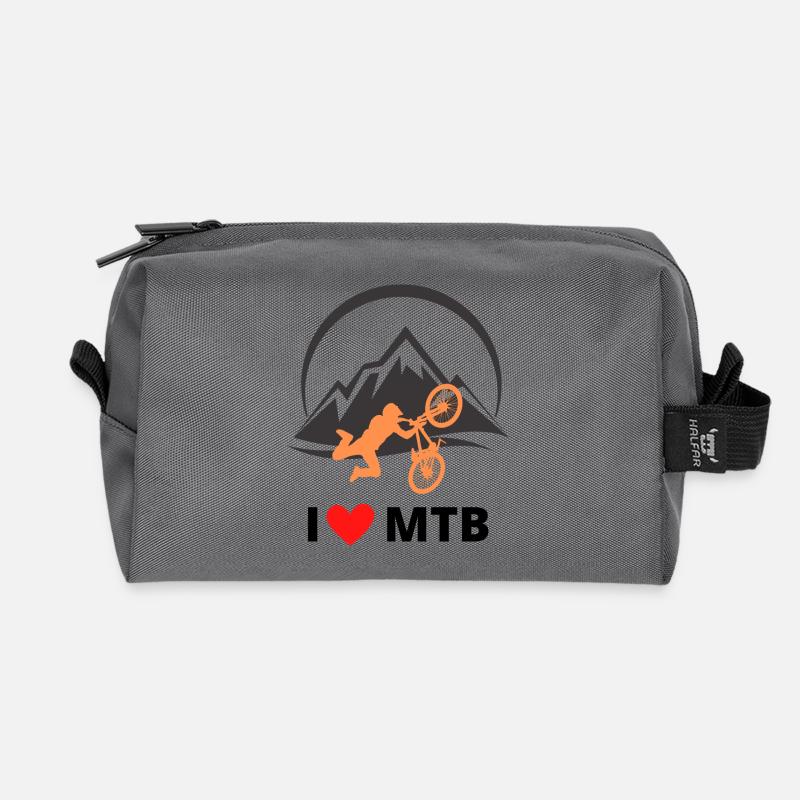 I LOVE MTB / Mountainbiken - Recycelte Kulturtasche - Anthrazit
