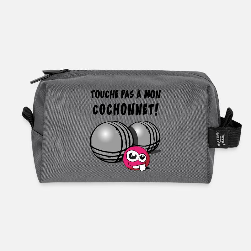 touche pas a mon cochonnet - Trousse de toilette en tissu recyclé - anthracite