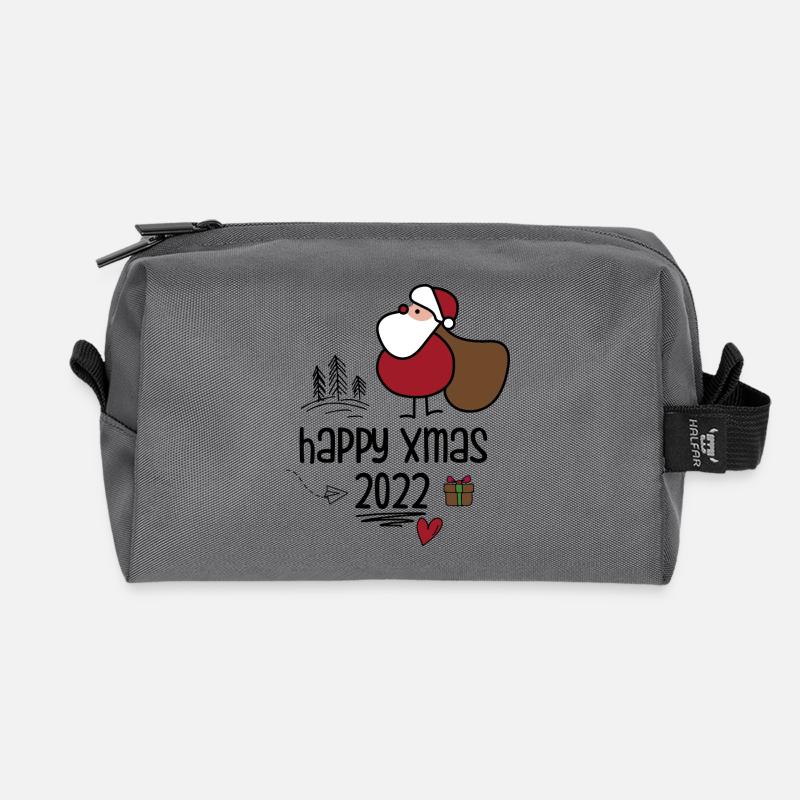 Entzückender Weihnachtsmann mit Geschenktüte - Recycelte Kulturtasche - Anthrazit