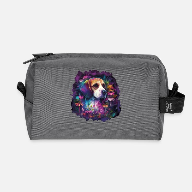 Beagle Beaglemotiv Geschenk - Recycelte Kulturtasche - Anthrazit