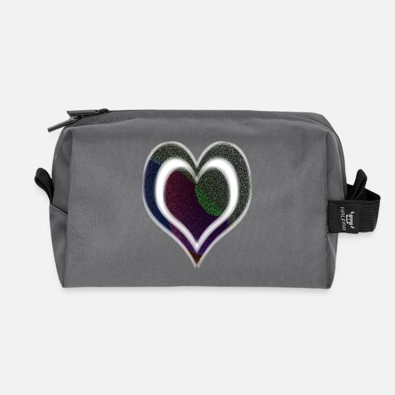 Double heart - Recycled Toiletry Zip Bag - anthracite