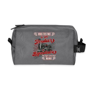 Routier légendaire cadeau chauffeur poids lourd - Trousse de toilette en tissu recyclé - anthracite - Devant