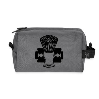 Rasoir et brosse à raser - Trousse de toilette en tissu recyclé - anthracite - Devant