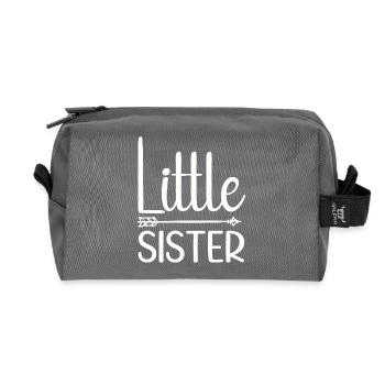 Little Sister - Geschenk für kleine Schwestern - Recycelte Kulturtasche - Anthrazit - Vorne
