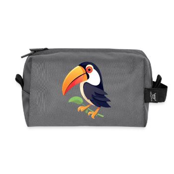 Minimalist toucan with red eyes - Recycled Toiletry Zip Bag - anthracite - Front