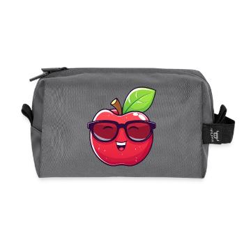 Cool kawaii apple with sunglasses Nerdiges - Recycled Toiletry Zip Bag - anthracite - Front
