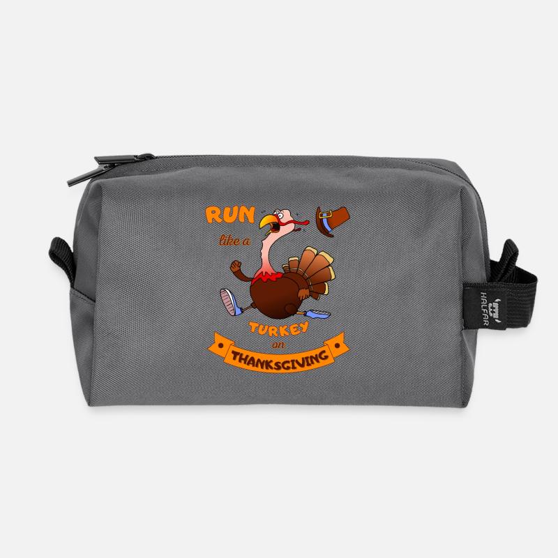 Courez comme une dinde à Thanksgiving Funny Trot - Trousse de toilette en tissu recyclé - anthracite