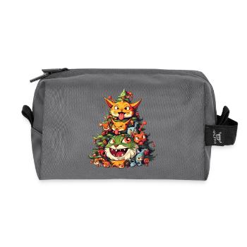 Noël rencontre Halloween: les chats avec - Trousse de toilette en tissu recyclé - anthracite - Devant