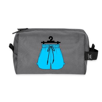 Blaue Sportshorts oder Jogginghosen an der Kleidung h - Recycelte Kulturtasche - Anthrazit - Vorne