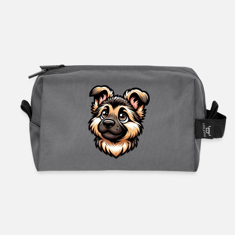 Deutscher Schäferhund Süßer Hunde-Welpe Design - Recycelte Kulturtasche - Anthrazit