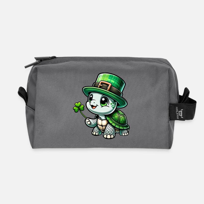 Fête de la tortue de la Saint-Patrick - Trousse de toilette en tissu recyclé - anthracite
