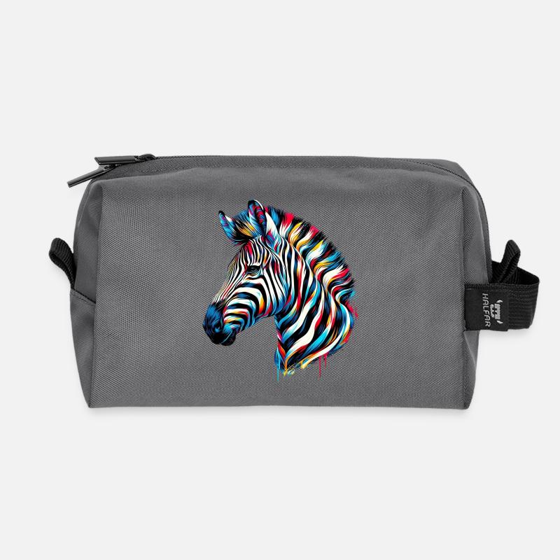 Zebra - Recycelte Kulturtasche - Anthrazit